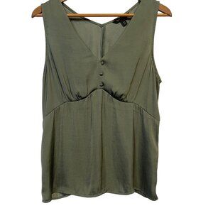 Banana Republic Women's Medium Babydoll Green Sleeveless V-Neck Top Layering